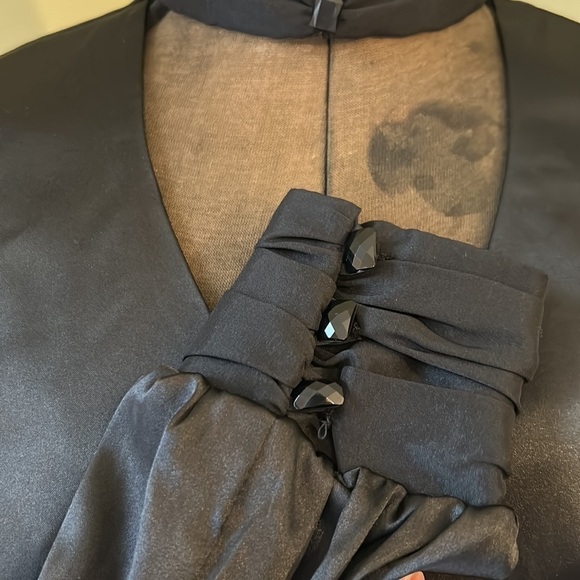 Svetlana size 8 & 4 high neck long sleeve sexy keyhole tuxedo tail ruching cuff - Picture 7 of 17